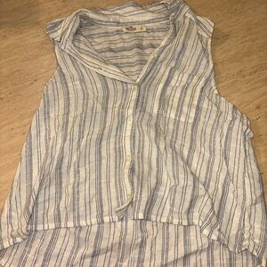 Blue Striped Sleeveless Top